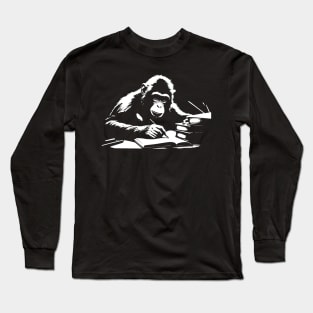 monkey writing a book Long Sleeve T-Shirt